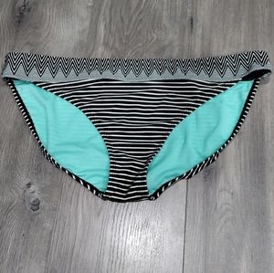 Athleta black white striped bikini bottom women's size XL
